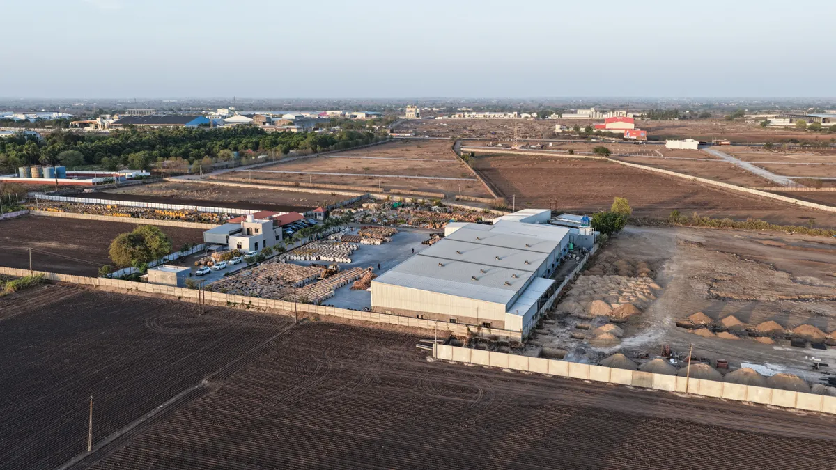 Aerial view showing the rear side of the manufacturing facility
